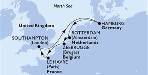 MSC Euribia - Německo, Nizozemí, Belgie, Francie, Velká Británie (Hamburk)