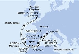 MSC Virtuosa - Španělsko, Portugalsko, Velká Británie, Francie (z Barcelony)