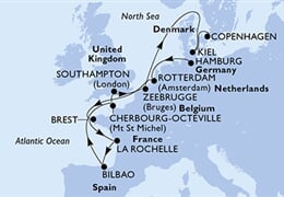 MSC Euribia - Německo, Nizozemí, Francie, Španělsko, Velká Británie, ... (Hamburk)