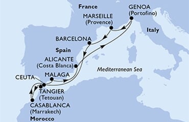 MSC Sinfonia - Španělsko, Itálie, Francie, Maroko (Alicante)
