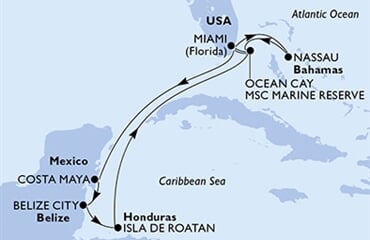 MSC Divina - USA, Bahamy, Mexiko, Belize, Honduras (z Miami)