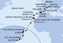 MSC Lirica - Itálie, Francie, Španělsko, Portugalsko, Brazílie (z Janova)