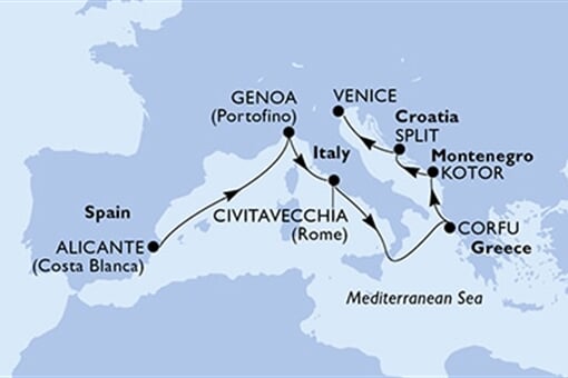 MSC Lirica - Španělsko, Itálie, Řecko, Chorvatsko (Alicante)