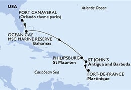 MSC Seaside - USA, Bahamy, Nizozemské Antily, Antigua a Barbuda, Martinik (z Port Canaveralu)