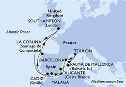 MSC Virtuosa - Španělsko, Francie, Velká Británie (z Malagy)