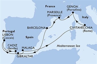 MSC Poesia - Francie, Španělsko, Gibraltar, Portugalsko, Itálie (z Marseille)