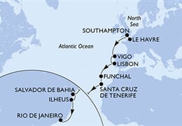 MSC Preziosa - Francie, Velká Británie, Španělsko, Portugalsko, Brazílie (Le Havre)