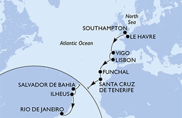 MSC Preziosa - Francie, Velká Británie, Španělsko, Portugalsko, Brazílie (Le Havre)