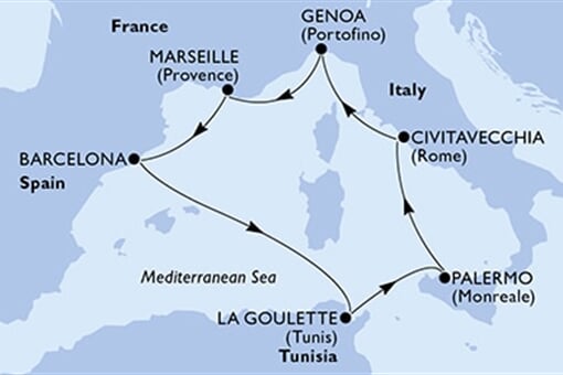 MSC Grandiosa - Itálie, Francie, Španělsko, Tunisko (z Janova)