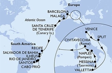 MSC Armonia - Itálie, Chorvatsko, Malta, Španělsko, Brazílie (z Benátek)
