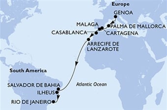 MSC Seaview - Itálie, Španělsko, Maroko, Brazílie (z Janova)