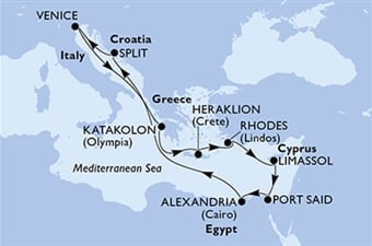 MSC Armonia - Itálie, Řecko, Kypr, Egypt, Chorvatsko
