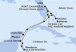 MSC Seaside - USA, Bahamy, Mexiko, Honduras (z Port Canaveralu)
