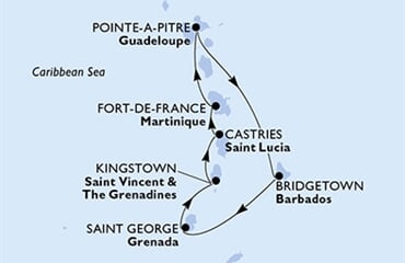 MSC Seaside - Guadeloupe, Barbados, Grenada, Sv.Vincenc a Grenadiny, Sv.Lucie, ... (Pointe-a-Pitre)