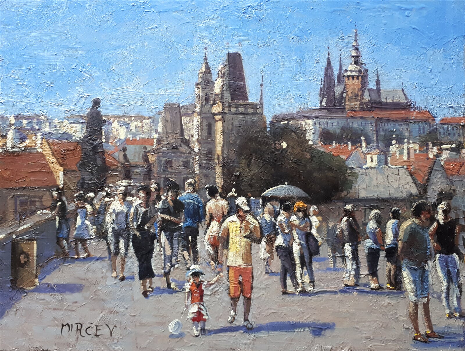 Petr Mirčev: Na Karlově mostě, 30 × 40 cm