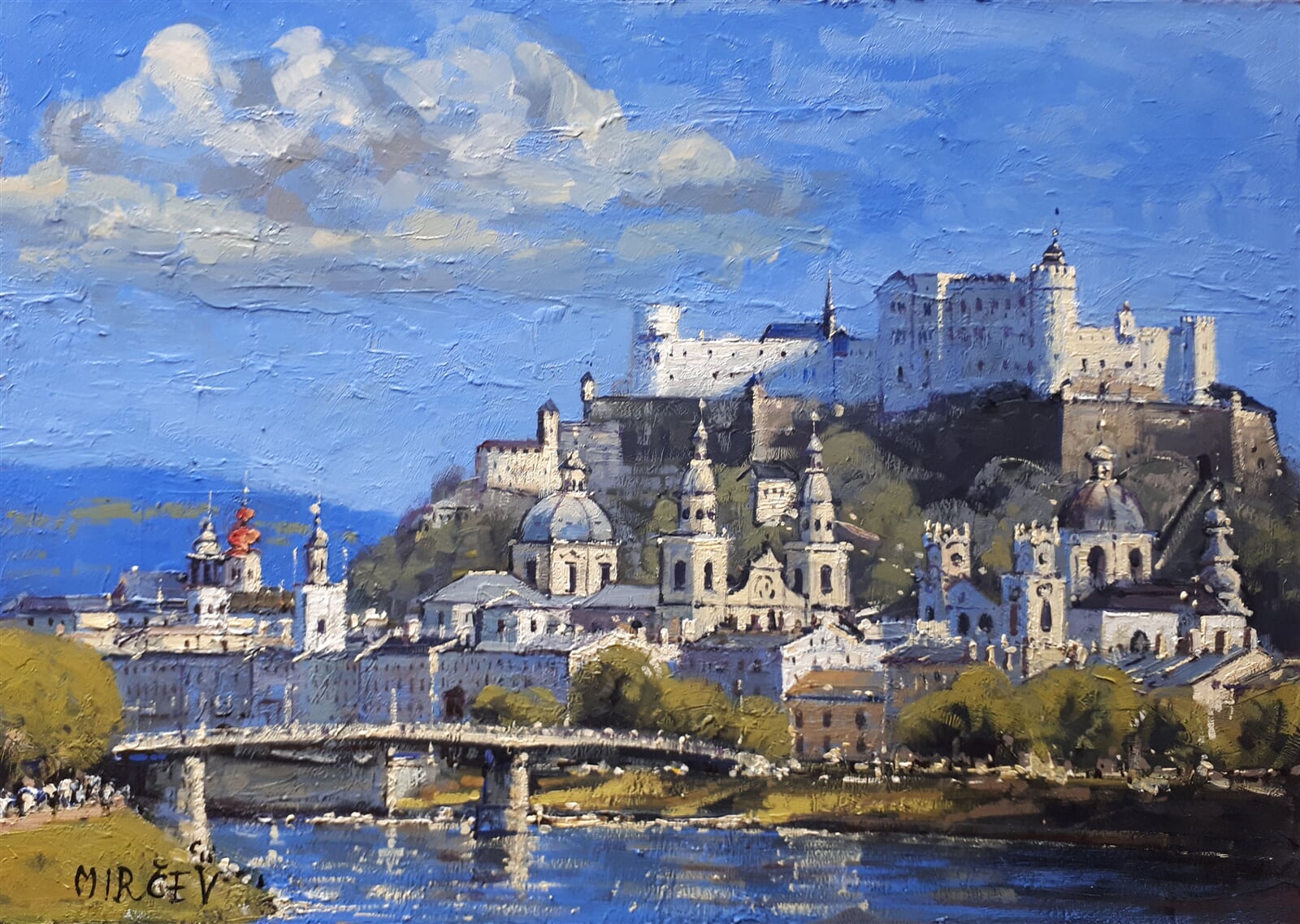 Petr Mirčev: Salzburg ,Salzach, 30 × 40 cm