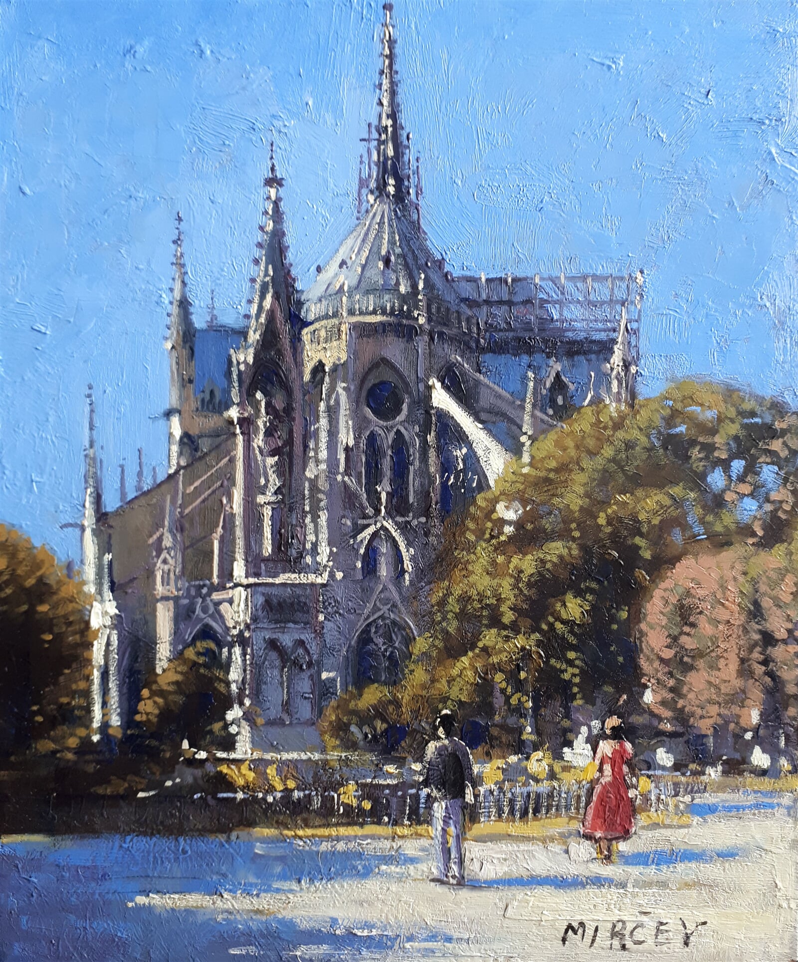 Petr Mirčev: Katedrála Notre Dame, 30 × 40 cm