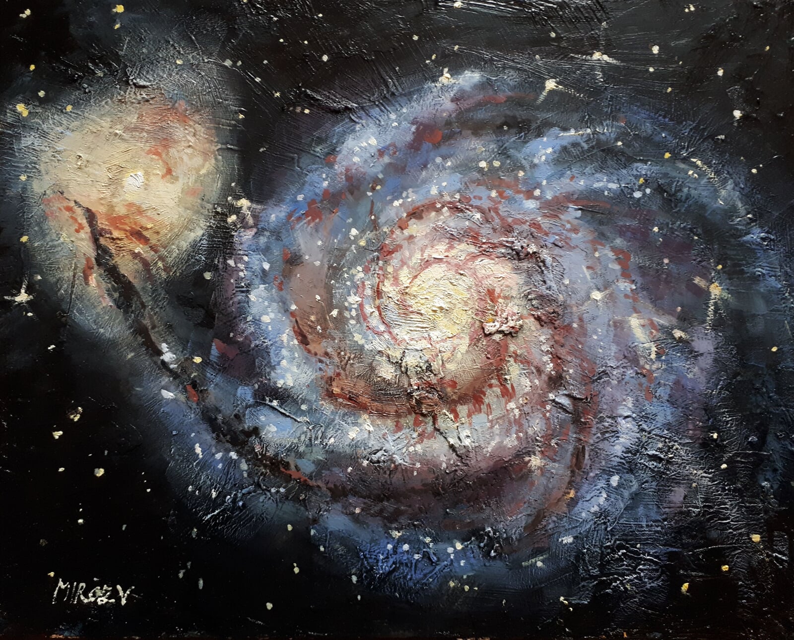 Petr Mirčev: Vzdálené světy M 51, 30 × 40 cm
