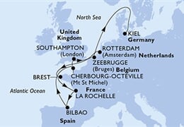 MSC Euribia - Nizozemí, Francie, Španělsko, Velká Británie, Belgie, ... (Rotterdam)