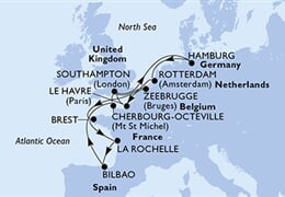 MSC Euribia - Belgie, Francie, Velká Británie, Německo, Nizozemí, ... (Zeebrugge)