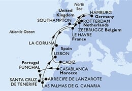 MSC Euribia - Velká Británie, Německo, Belgie, Nizozemí, Francie, ... (ze Southamptonu)