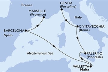 MSC Grandiosa - Itálie, Malta, Španělsko, Francie (z Janova)
