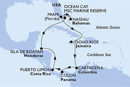 MSC Divina - USA, Bahamy, Jamajka, Kolumbie, Panama, ... (z Miami)