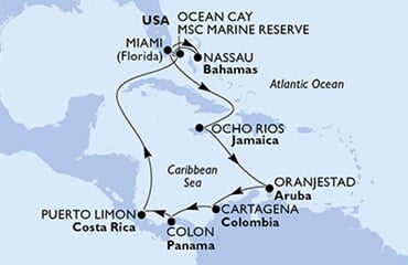 MSC Divina - USA, Jamajka, Aruba, Kolumbie, Panama, ... (z Miami)