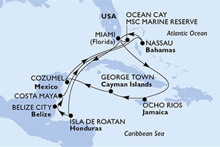 MSC Divina - USA, Honduras, Belize, Mexiko, Bahamy, ... (z Miami)