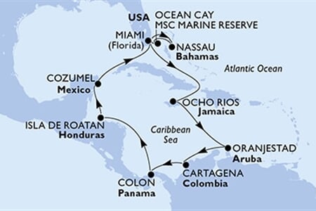 MSC Divina - USA, Jamajka, Aruba, Kolumbie, Panama, ... (z Miami)