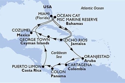 MSC Divina - USA, Jamajka, Kajmanské o., Mexiko, Bahamy, ... (z Miami)