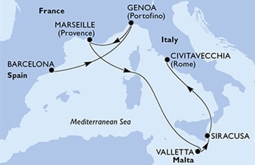 MSC Divina - Španělsko, Itálie, Francie, Malta (z Barcelony)