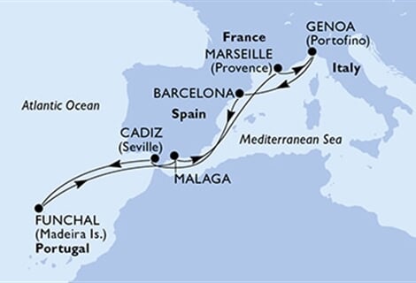 MSC Divina - Portugalsko, Španělsko, Francie, Itálie (Funchal)