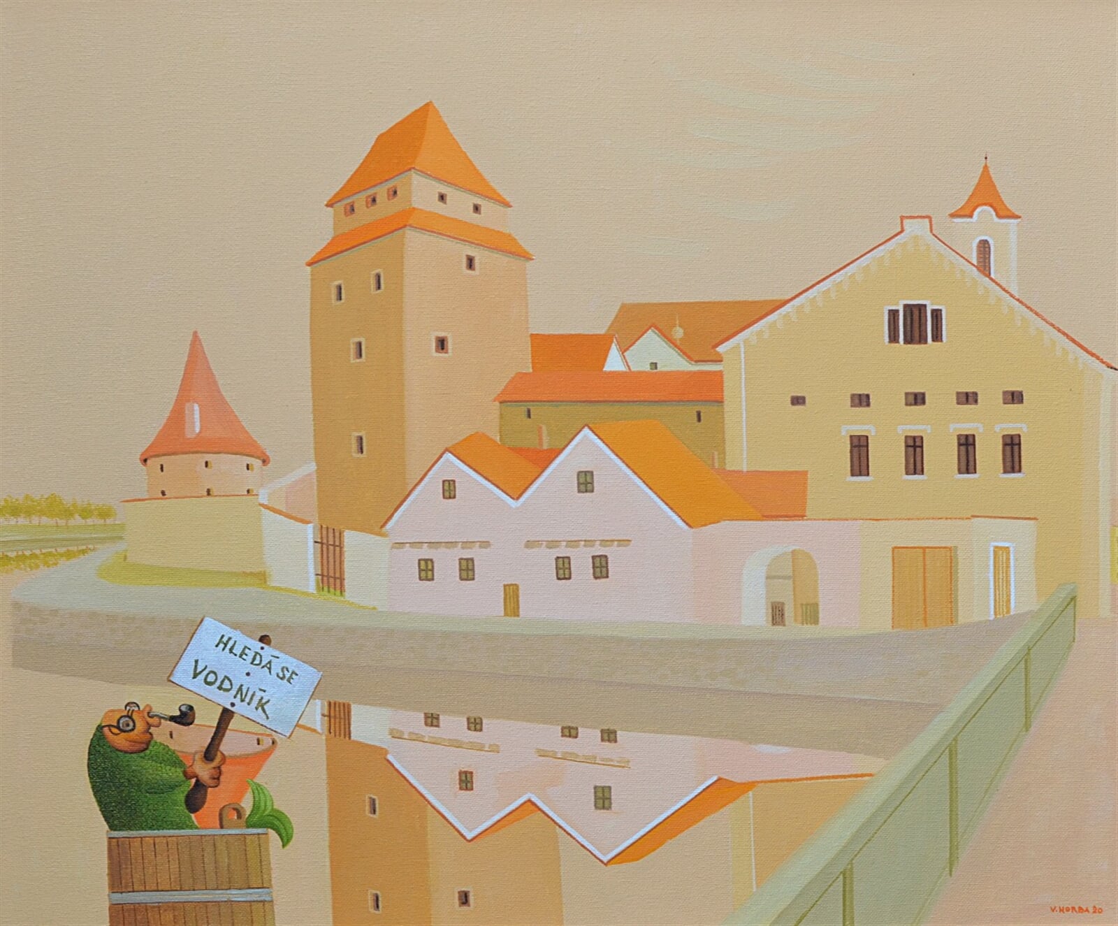Valentin Horba: Hledá se vodník (České Budějovice), 50 × 60 cm