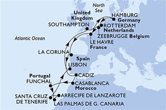 MSC Euribia - Francie, Španělsko, Maroko, Portugalsko, Velká Británie, ... (Le Havre)