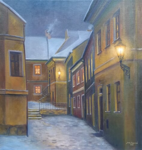U Templu, olej na plátně, 90 x 110 cm