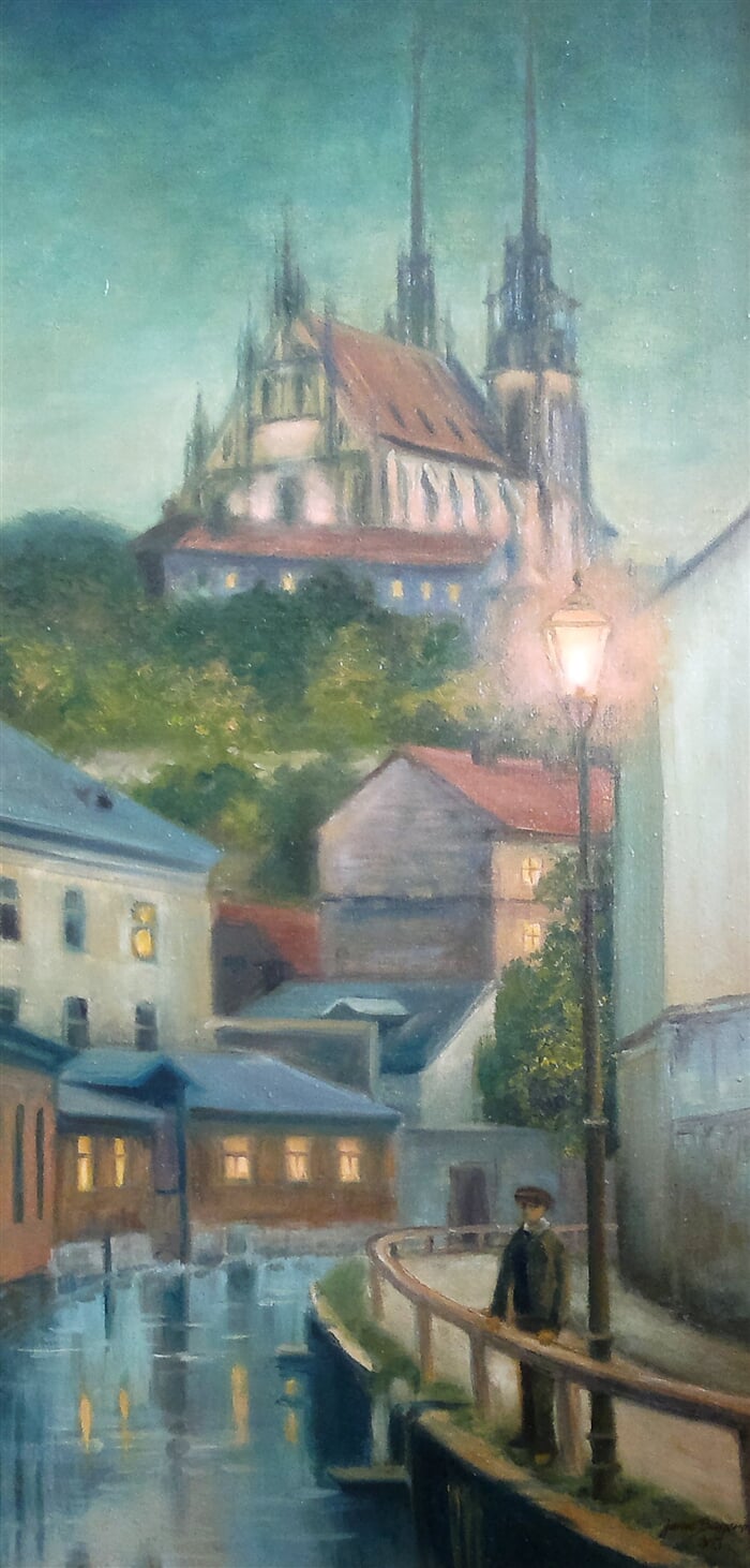 Brno, Vodní ulice, olej na plátně, 40 x 85 cm