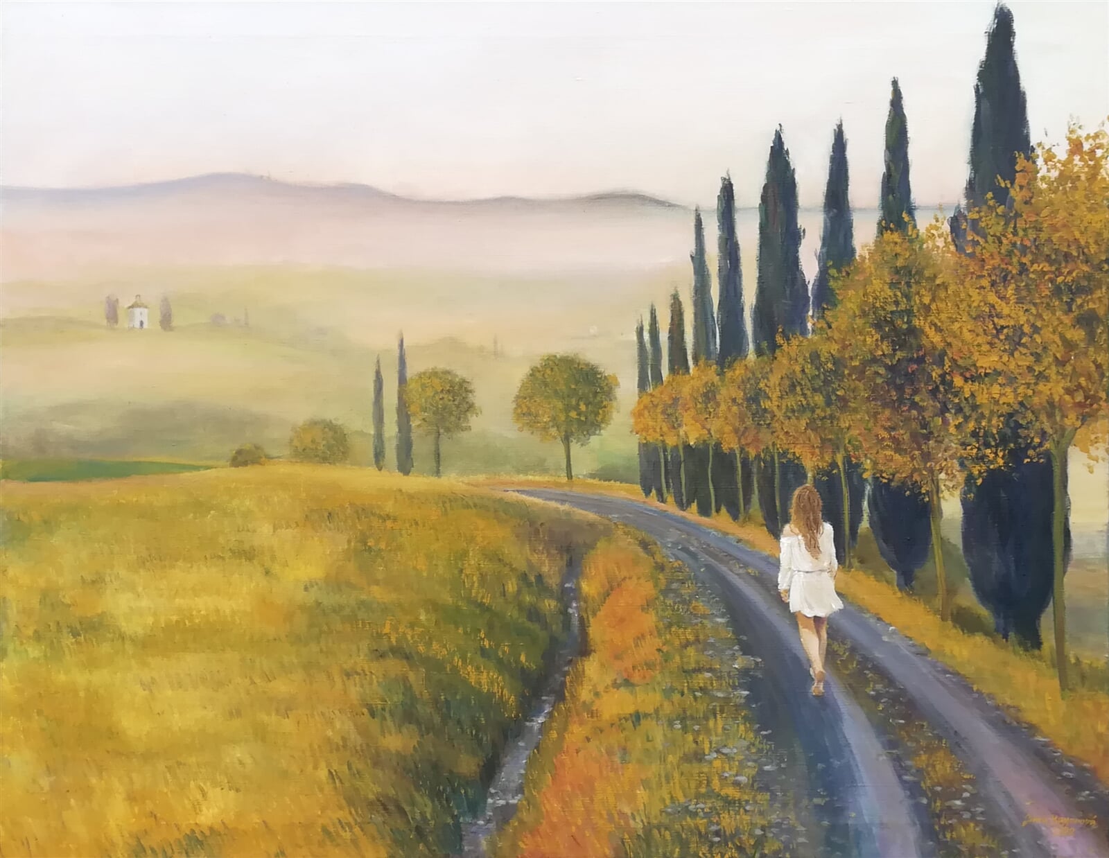 Jana Bayerová: Toskánskou krajinou II, 70 × 90 cm