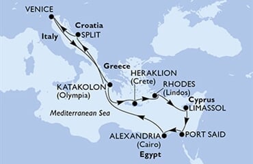 MSC Lirica - Itálie, Řecko, Kypr, Egypt, Chorvatsko (z Benátek)