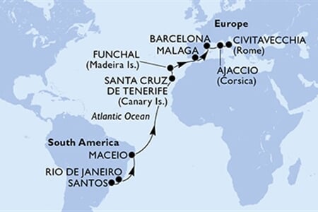 MSC Armonia - Brazílie, Španělsko, Portugalsko, Francie, Itálie (Santos)