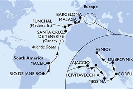 MSC Armonia - Brazílie, Španělsko, Portugalsko, Francie, Itálie, ... (z Rio de Janeira)