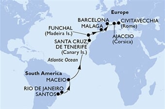 MSC Armonia - Brazílie, Španělsko, Portugalsko, Francie, Itálie (Santos)
