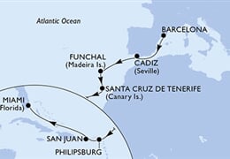 MSC Divina - Španělsko, Portugalsko, Nizozemské Antily, Portoriko, USA (z Barcelony)