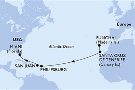 MSC Divina - Portugalsko, Španělsko, Nizozemské Antily, Portoriko, USA (Funchal)