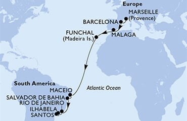 MSC Grandiosa - Francie, Španělsko, Portugalsko, Brazílie (z Marseille)