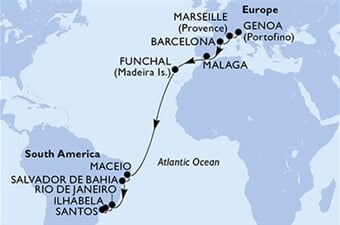 MSC Grandiosa - Itálie, Francie, Španělsko, Portugalsko, Brazílie (z Janova)