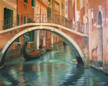 Benátská laguna, olej na plátně, 100 x 80cm