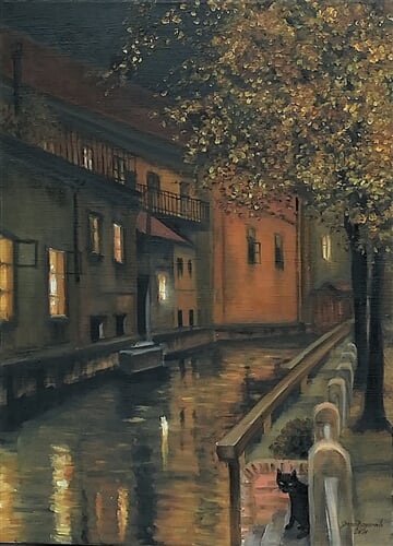 Pod Svrateckým náhonem, olej na plátně, 50 x 70 cm (2)