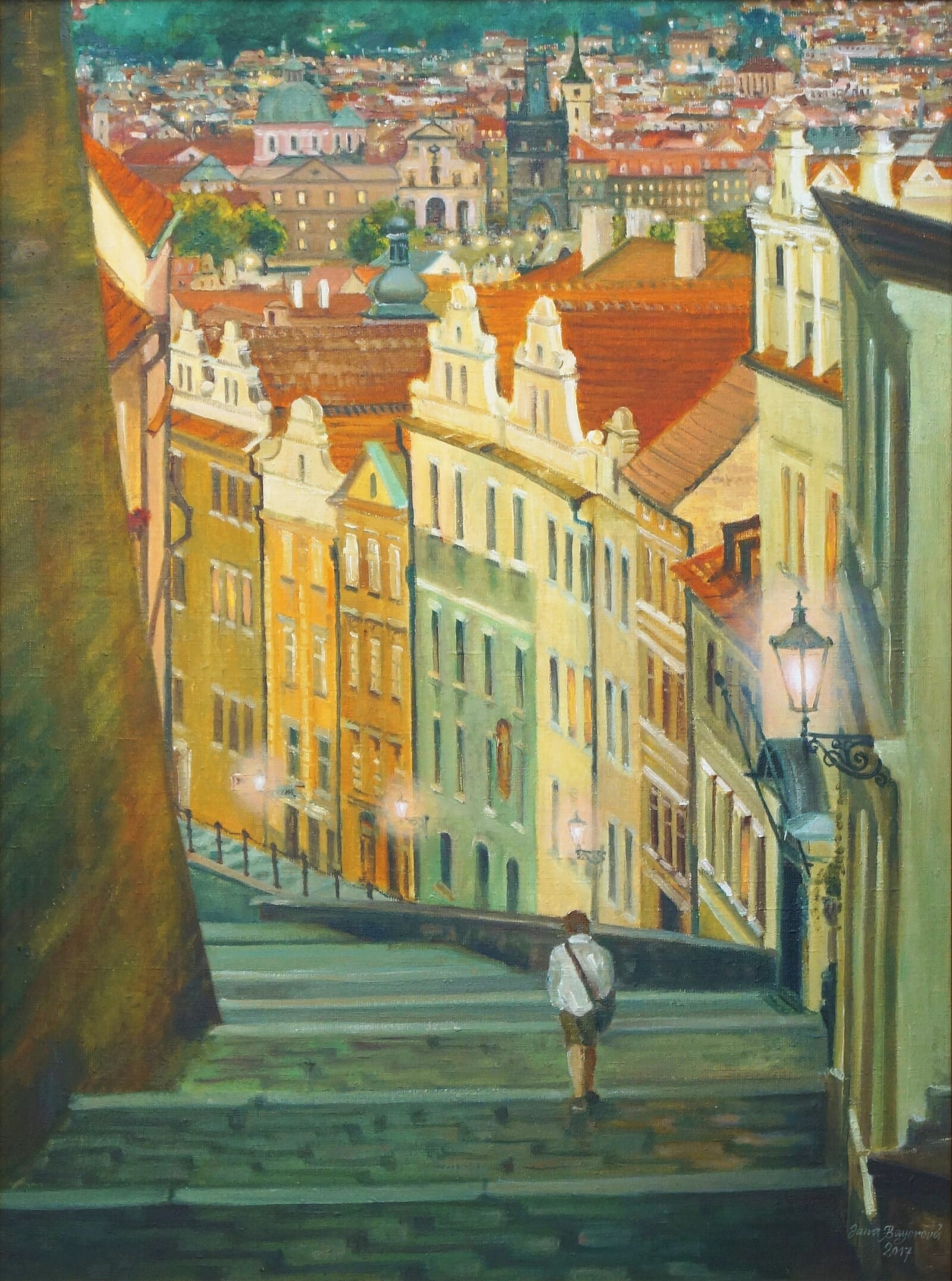 Jana Bayerová: Praha, Zámecké schody, 80 × 60 cm