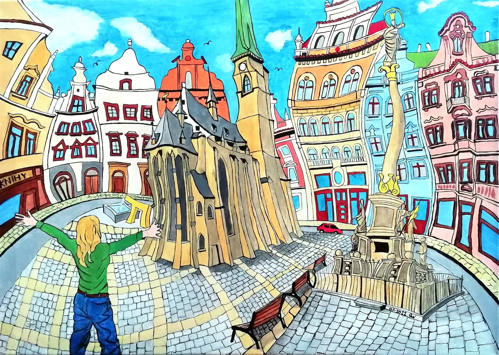 Oskar Wencel: Miluji Plzeň, 70 × 50 cm